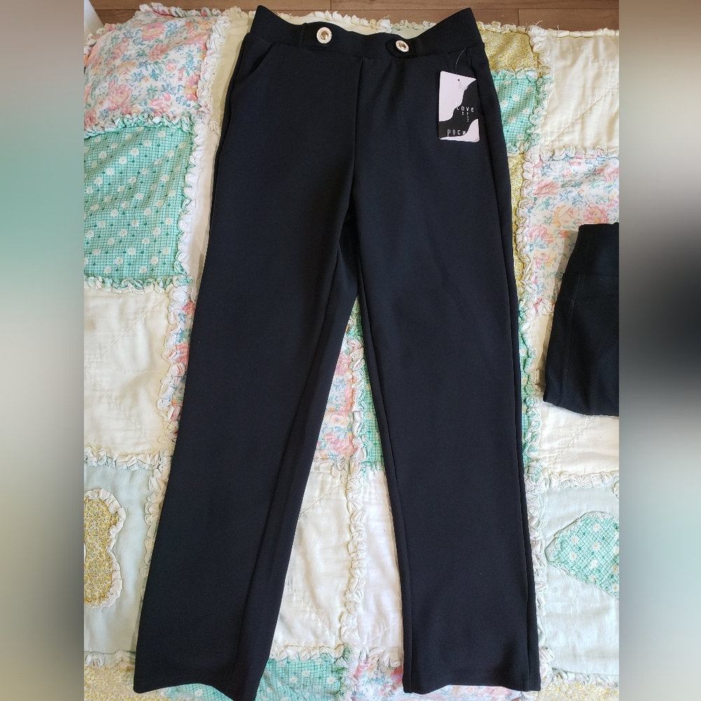Size Medium Black Stretch Pants w/buttons